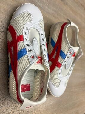 Onitsuka Tiger Mexico 66 Slip-OnMesh WhiteBlueRed Size 34.5, fits women 4-4.5
